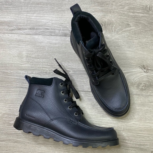 Sorel Black Madson Moc Toe Waterproof Boots